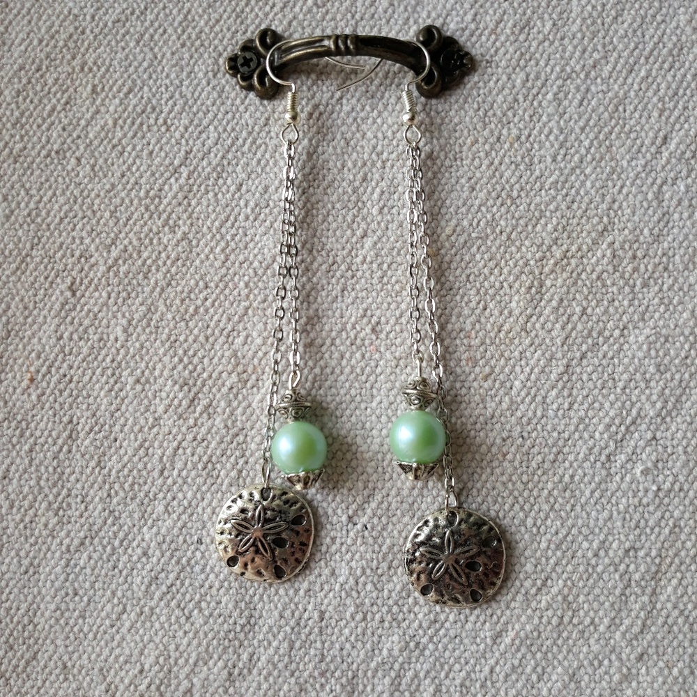 Clearance Sale! Seafoam sand dollar earrings